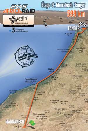 Lundi 28 octobre ÉTAPE 9 : Marrakech  - Tanger 599 KM Parrainée par le  Département de Haute - Saône